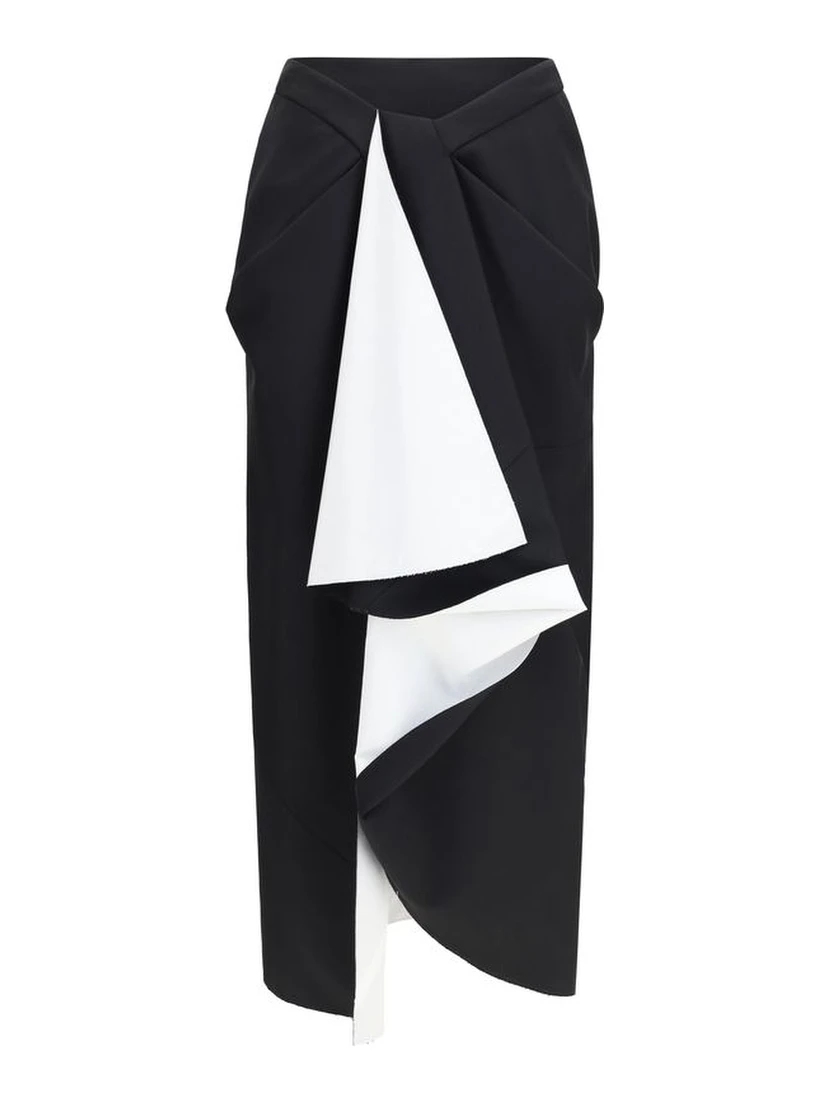 Black Wool Oves Aries Midi Skirt
