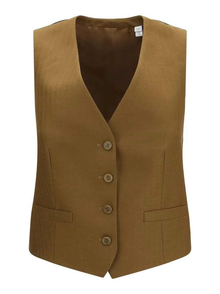 Brown Wool Oves Aries Sleveless Jacket