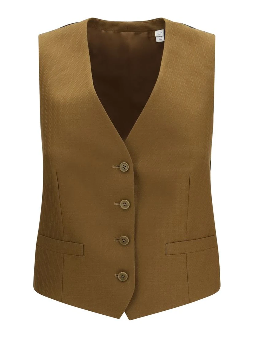 Brown Wool Oves Aries Sleveless Jacket