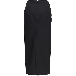 Black Wool Oves Aries Midi Skirt