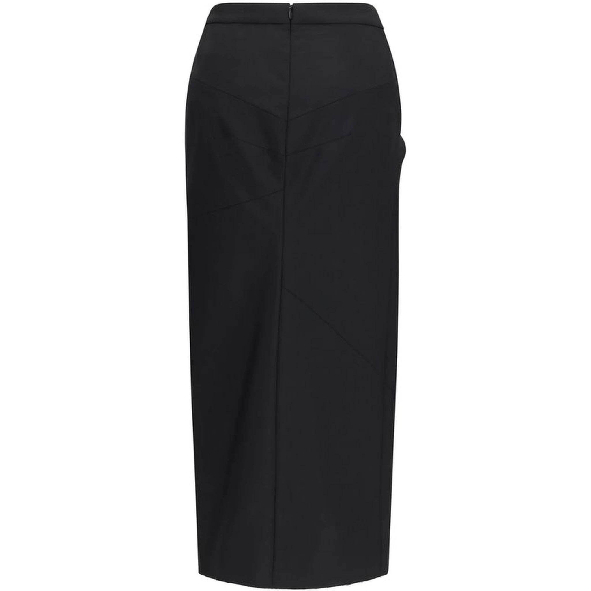 Black Wool Oves Aries Midi Skirt
