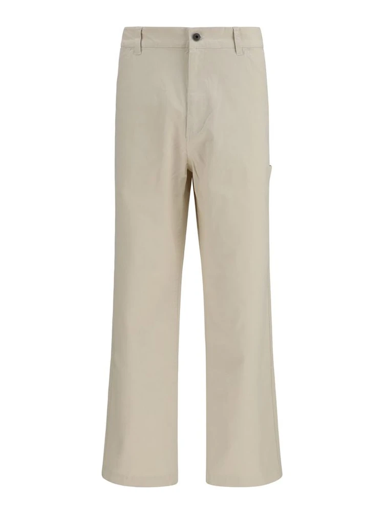 Beige Cotton Casual Pants