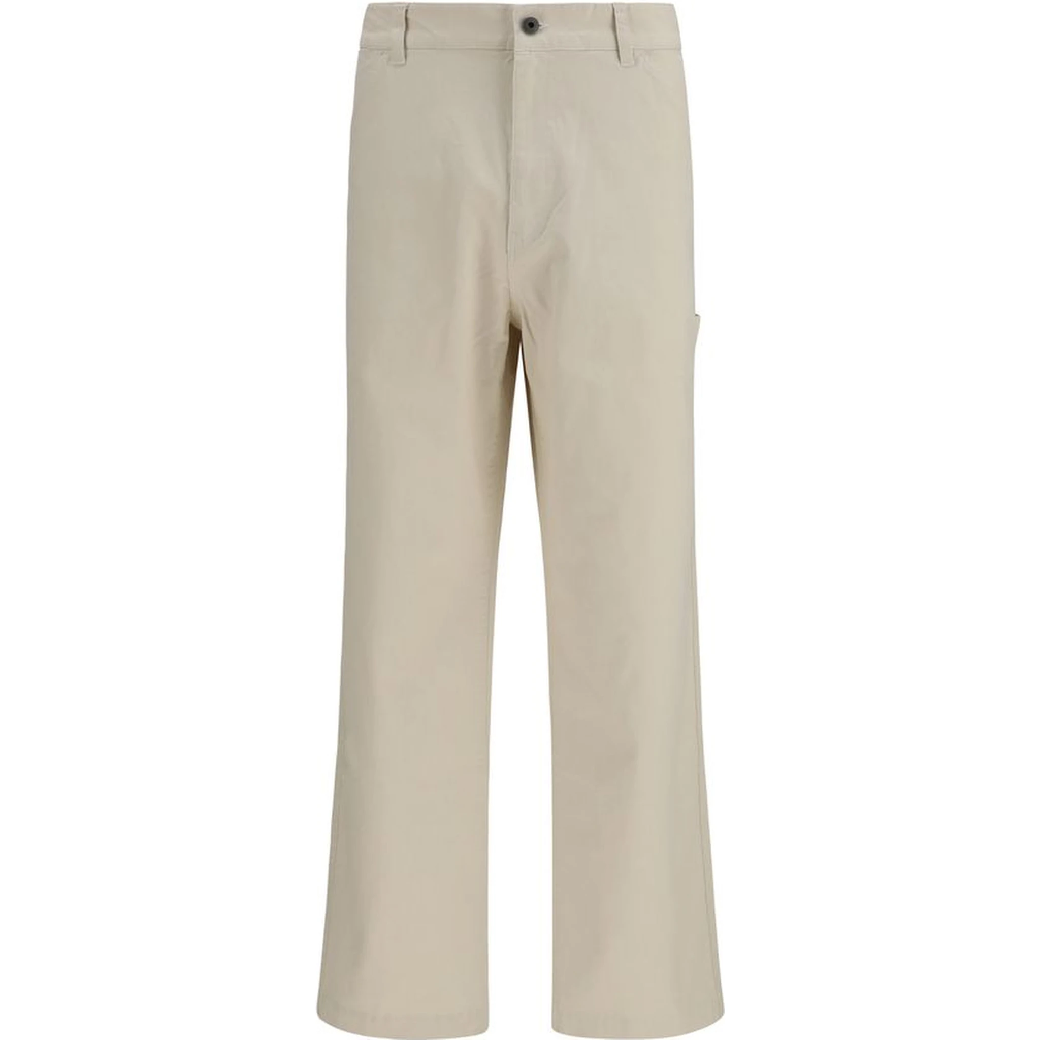 Beige Cotton Casual Pants