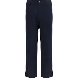 Blue Cotton Casual Pants