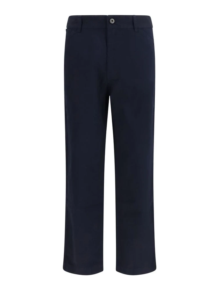 Blue Cotton Casual Pants