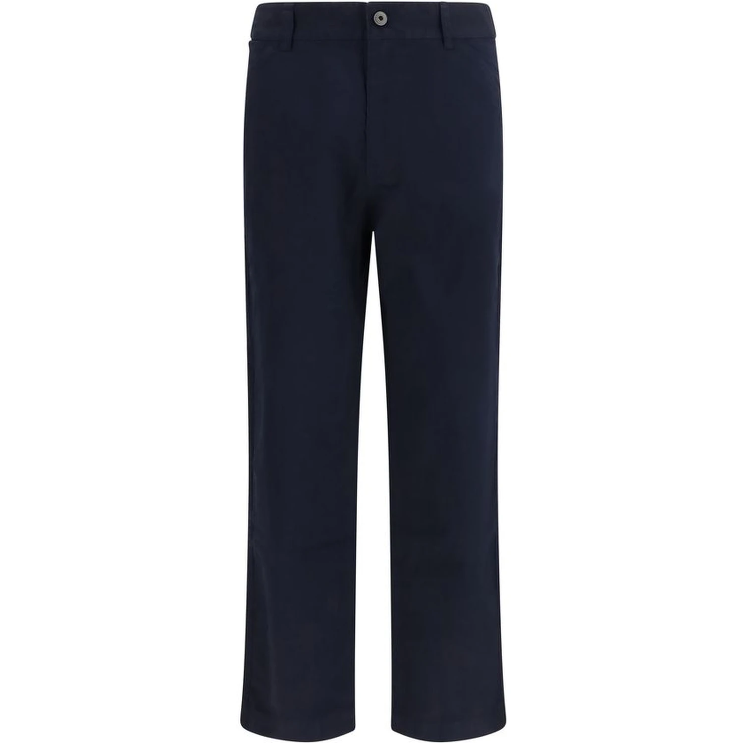 Blue Cotton Casual Pants