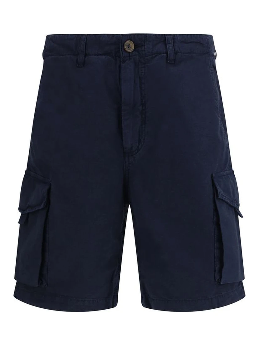 Blue Cotton Bermuda Shorts