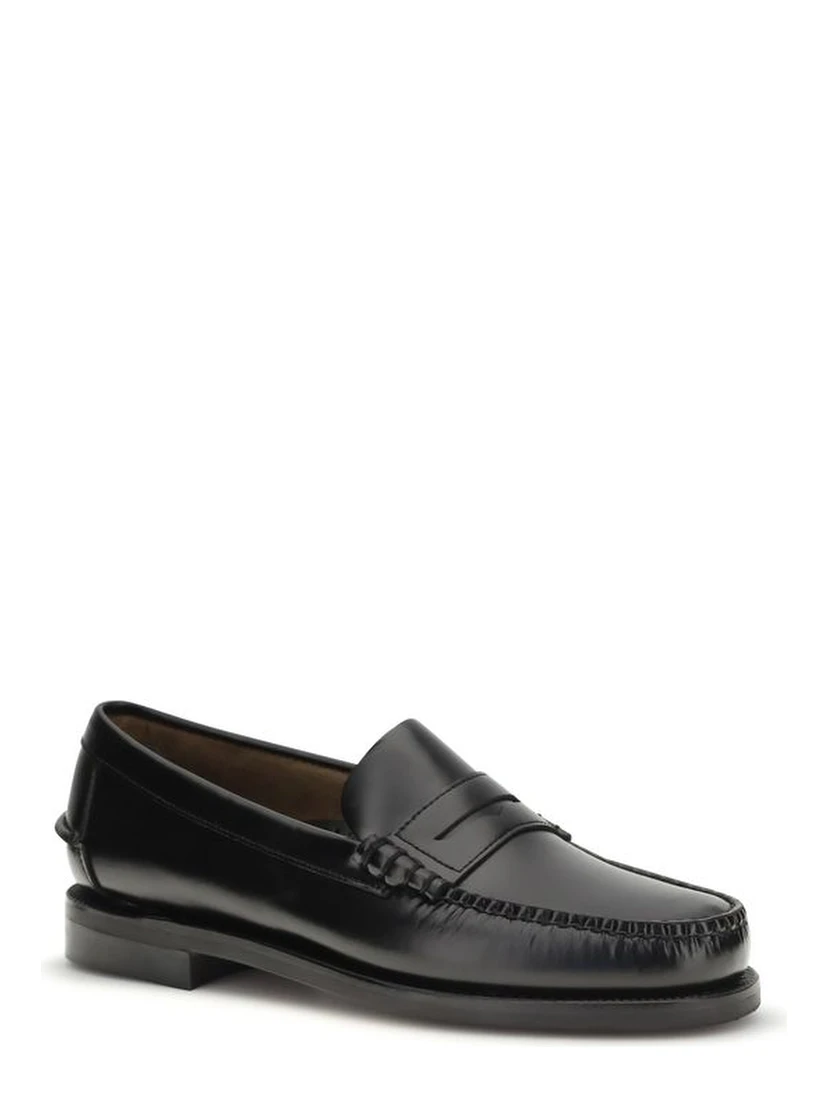 Black Calf Leather Bos Taurus Slip-On Loafers
