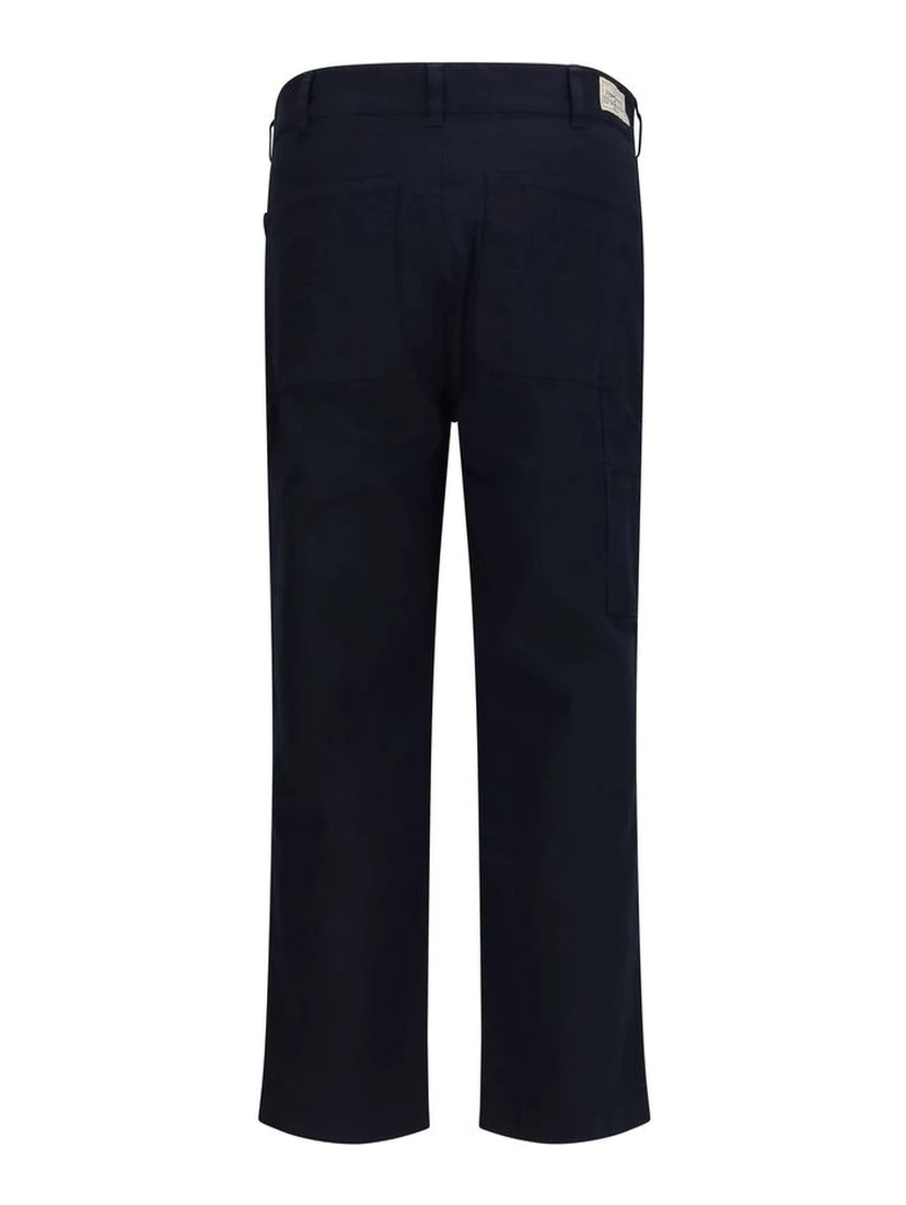 Blue Cotton Casual Pants
