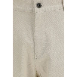 Beige Cotton Casual Pants