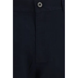 Blue Cotton Casual Pants
