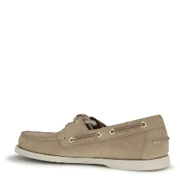 Beige Calf Leather Bos Taurus Slip-On Loafers