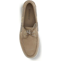 Beige Calf Leather Bos Taurus Slip-On Loafers