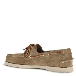 Beige Calf Leather Bos Taurus Slip-On Loafers