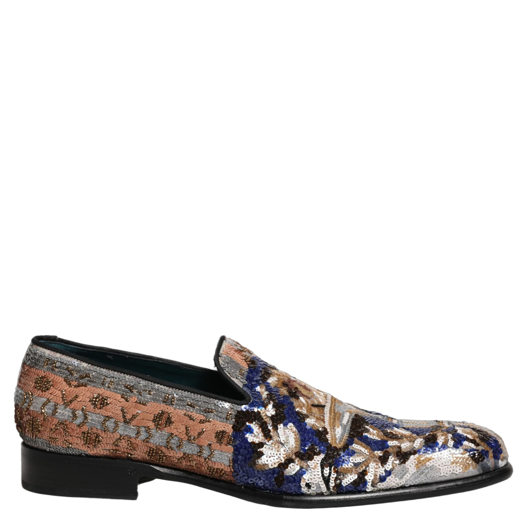 Multicolor Embroidered Sequin Loafers Shoes