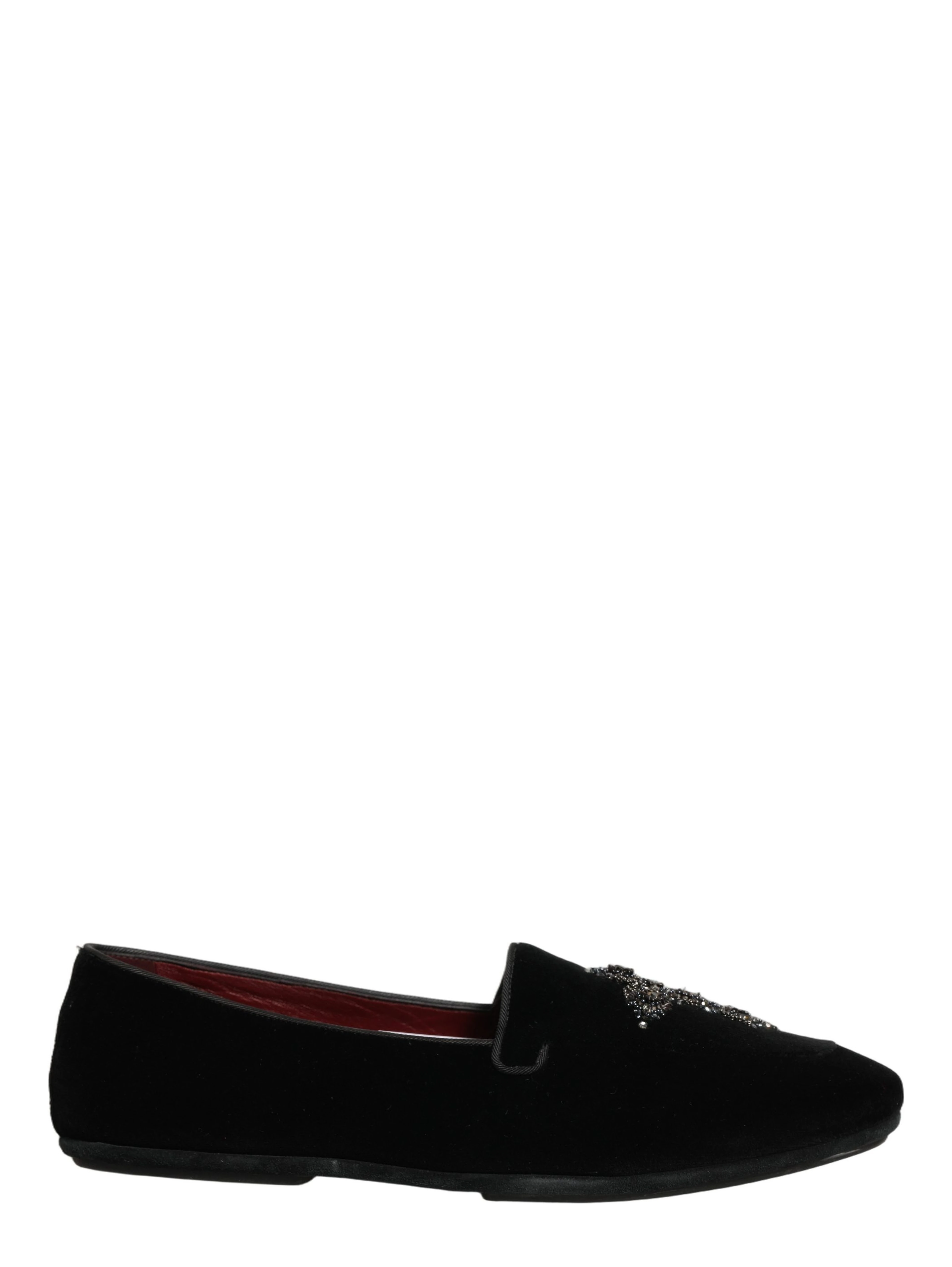 Black Suede Embellished Dress Loafers Shoes