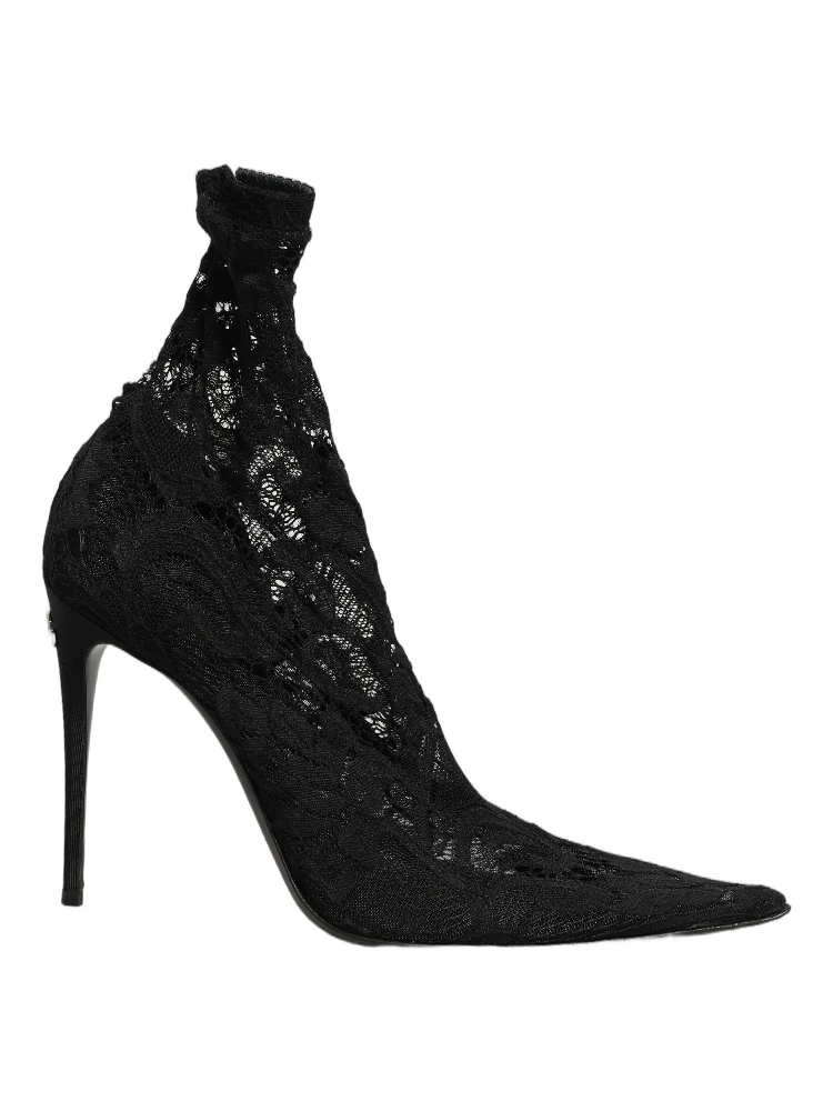 Black Socks Taormina Lace Pumps Boots Shoes