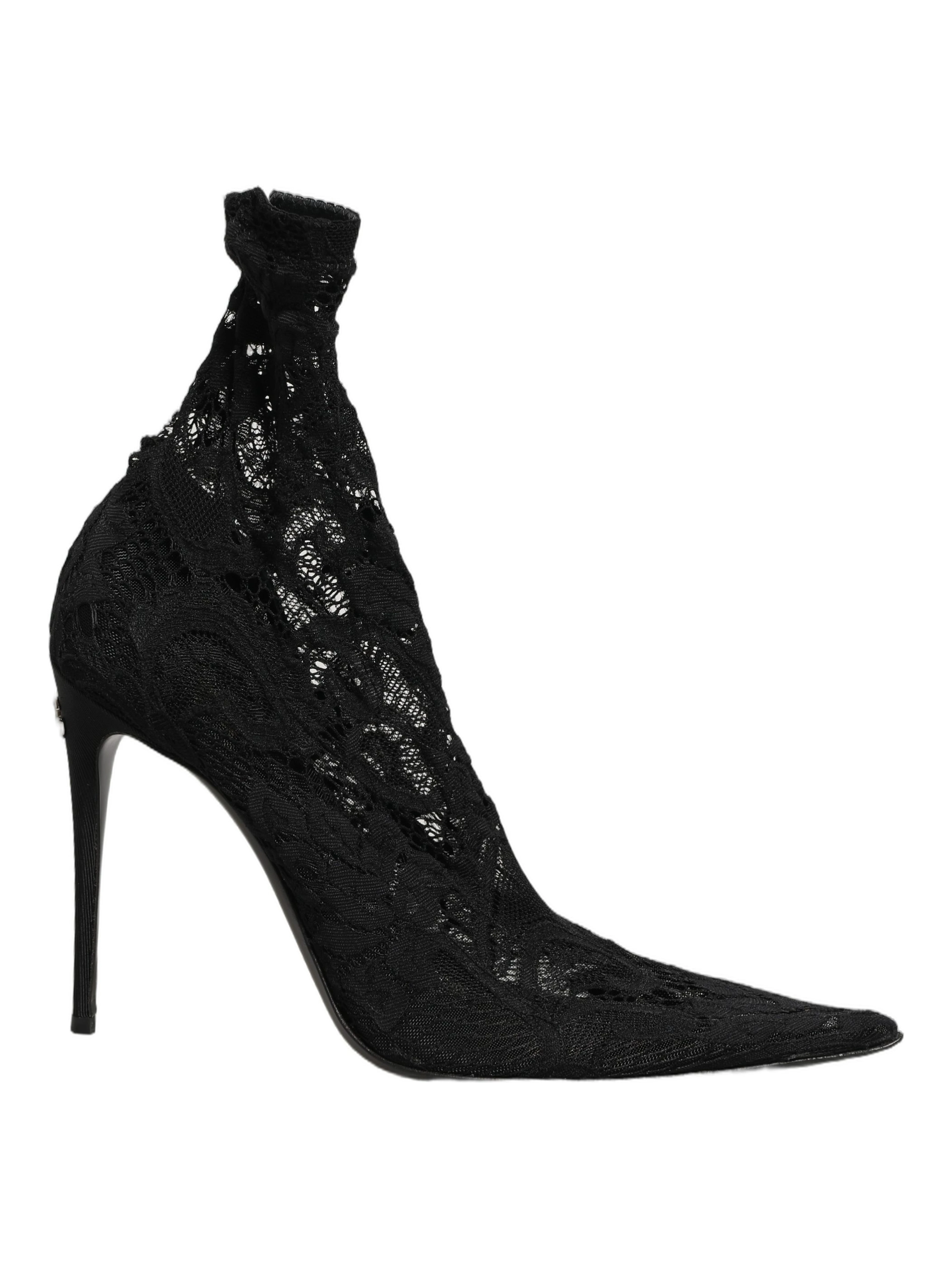 Black Socks Taormina Lace Pumps Boots Shoes