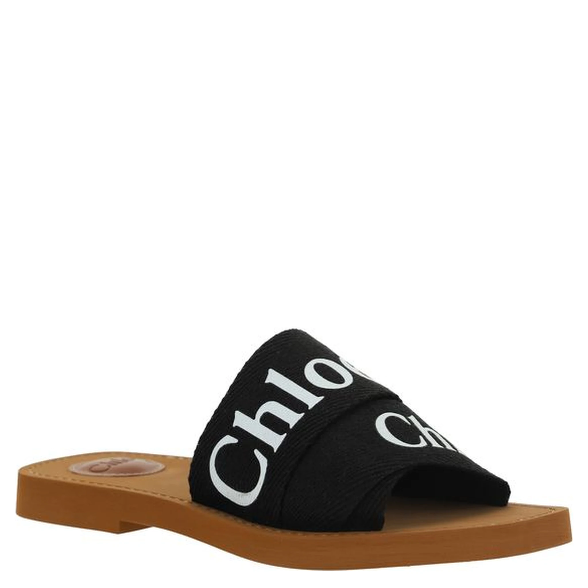 Black Linen Flat Sandals