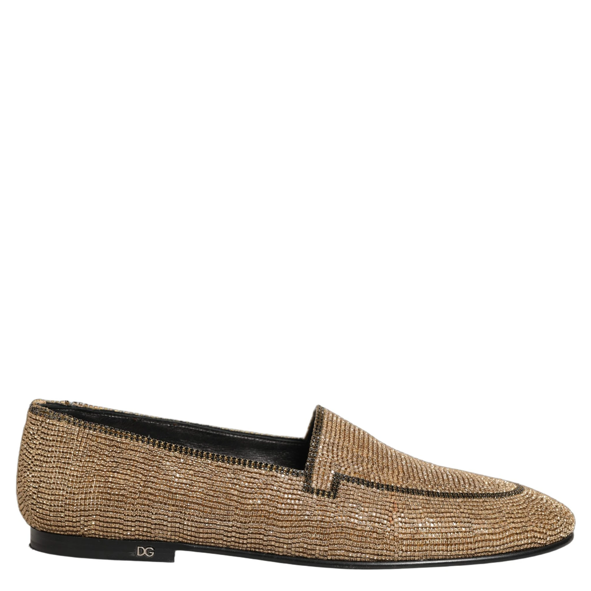 Gold Crystal Embellished Men Loafers Shoes