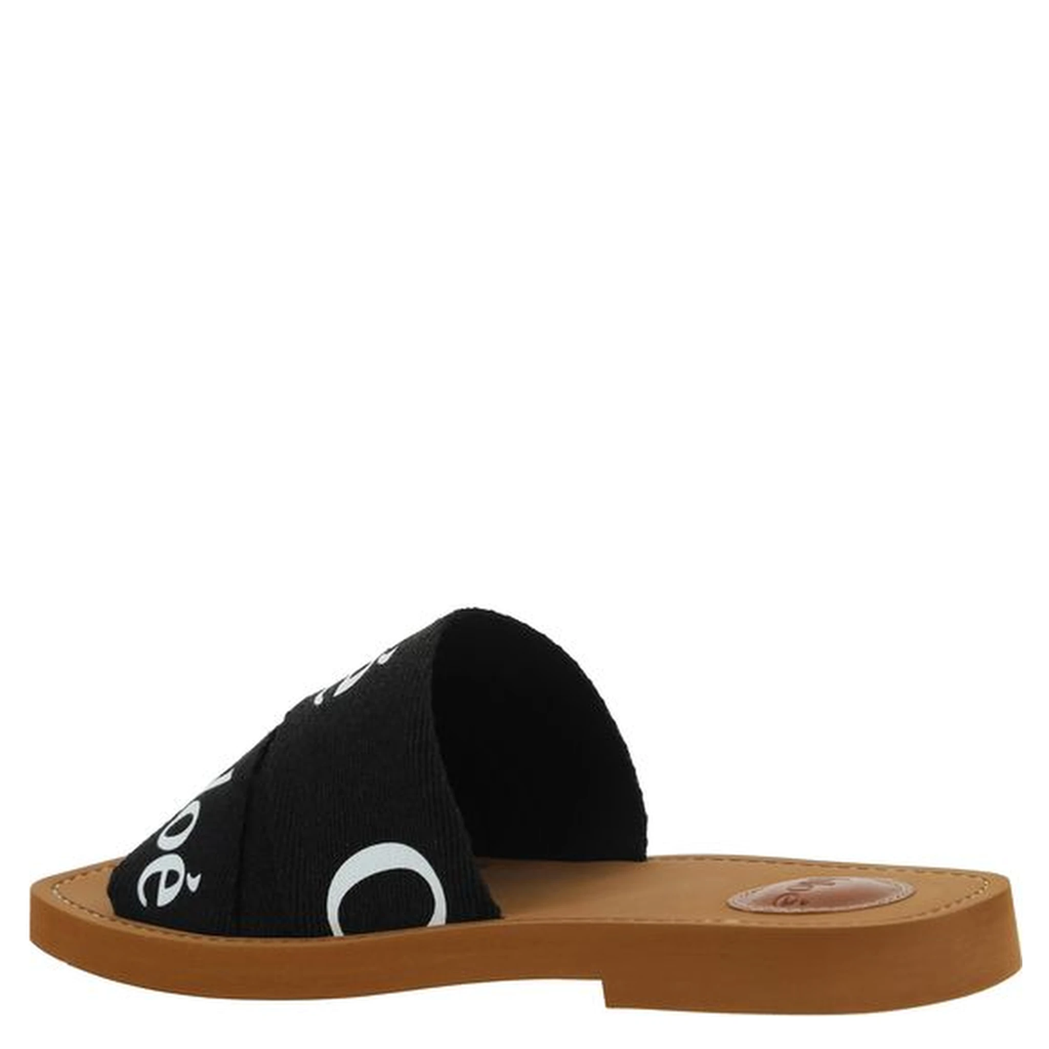 Black Linen Flat Sandals