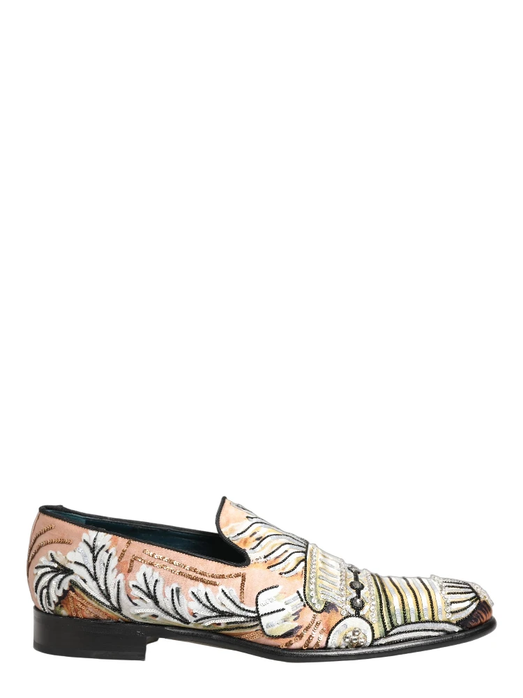 Multicolor Brocade Sequin Dress Loafers Shoes