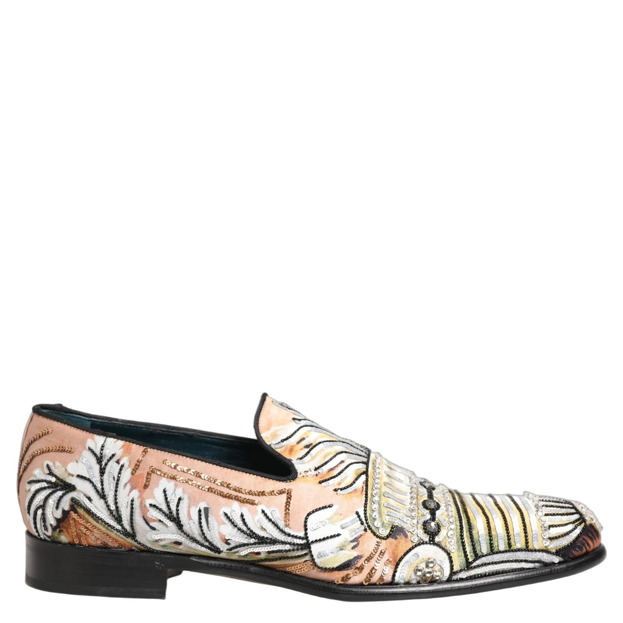 Multicolor Brocade Sequin Dress Loafers Shoes