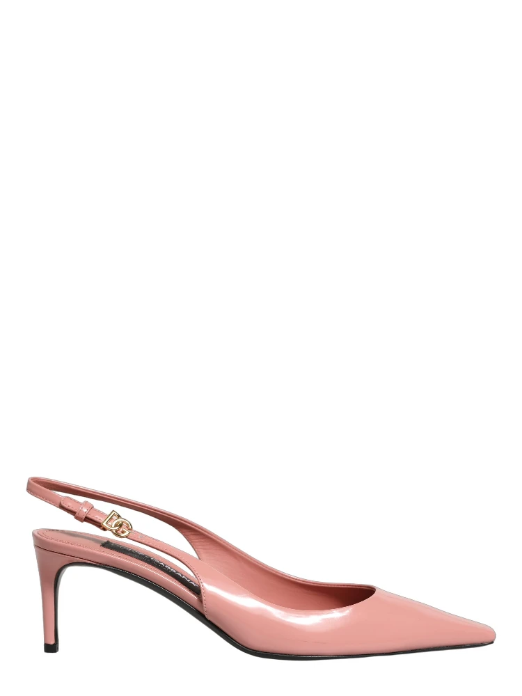 Pink Leather Mid Heels Slingbacks Shoes alternative