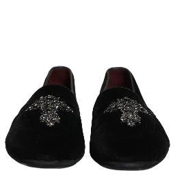 Black Suede Embellished Dress Loafers Shoes