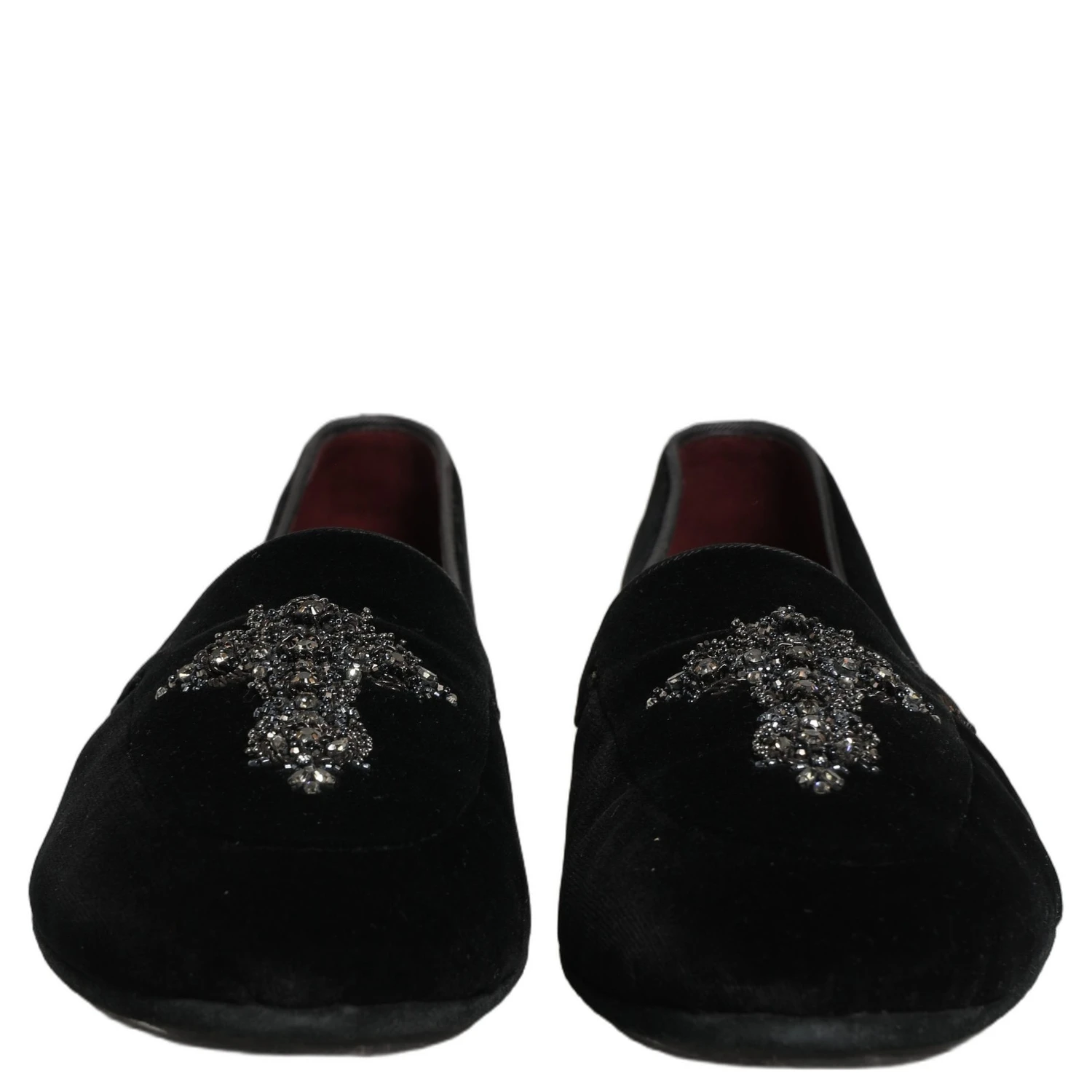 Black Suede Embellished Dress Loafers Shoes