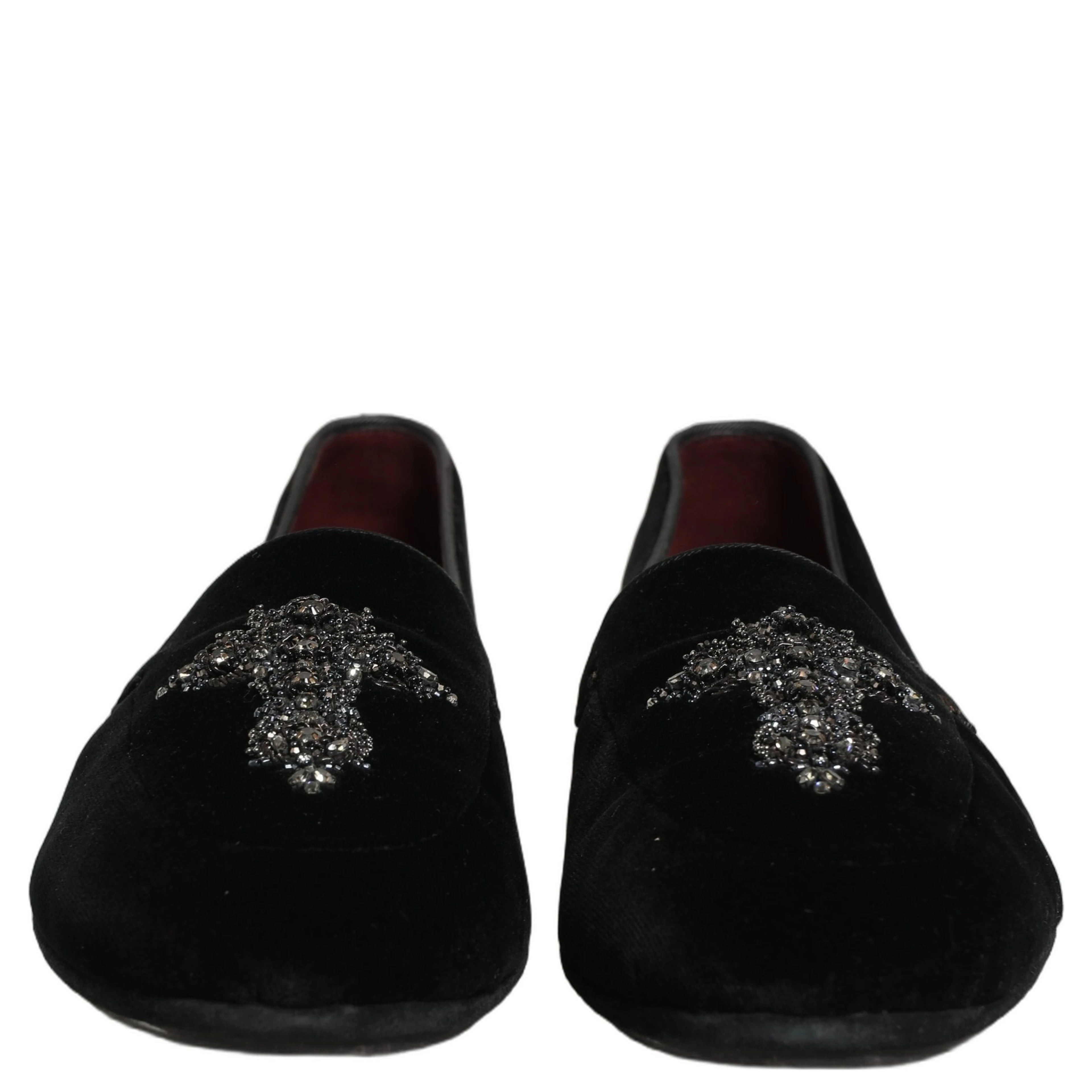 Black Suede Embellished Dress Loafers Shoes