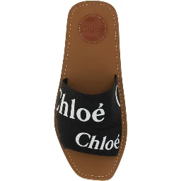 Black Linen Flat Sandals