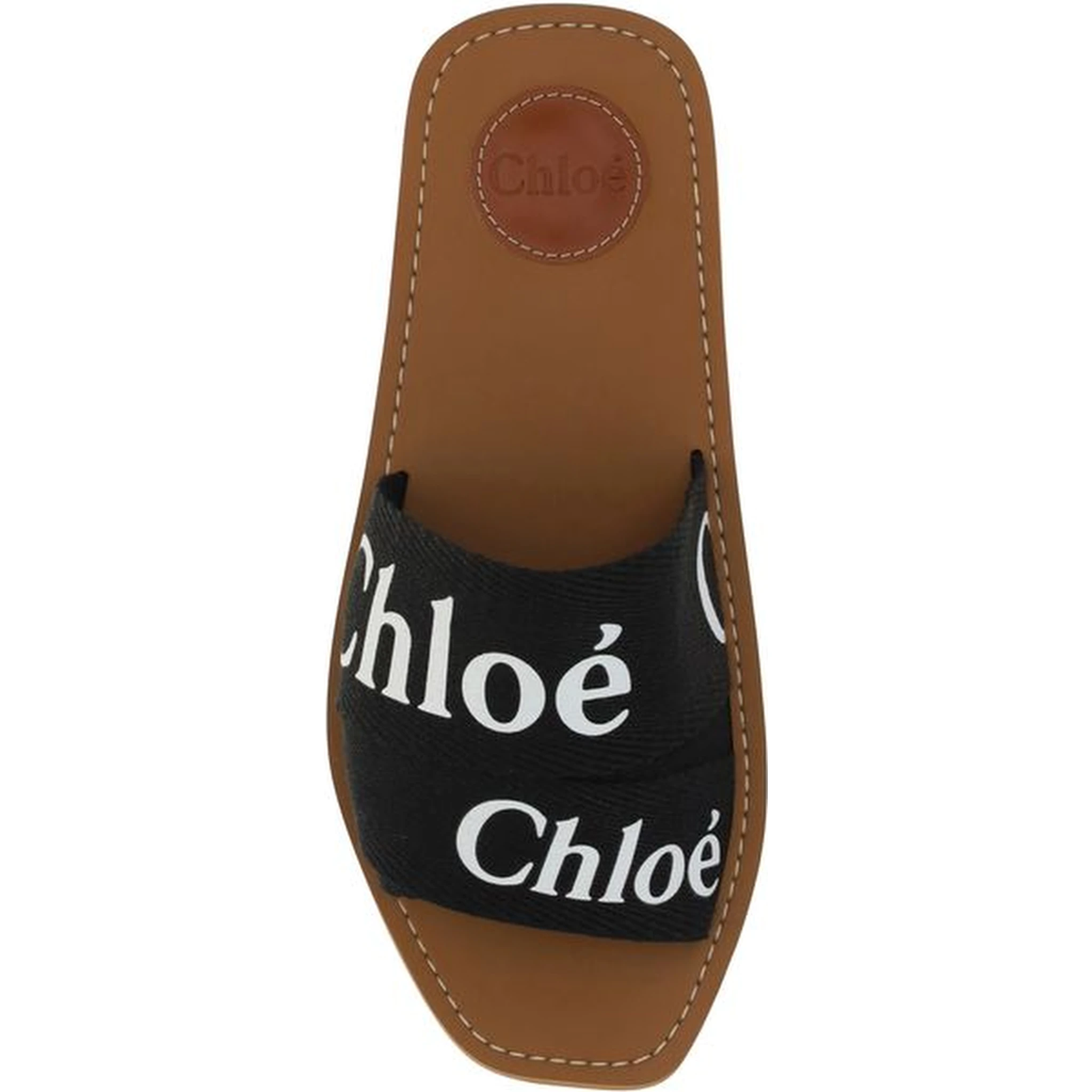 Black Linen Flat Sandals