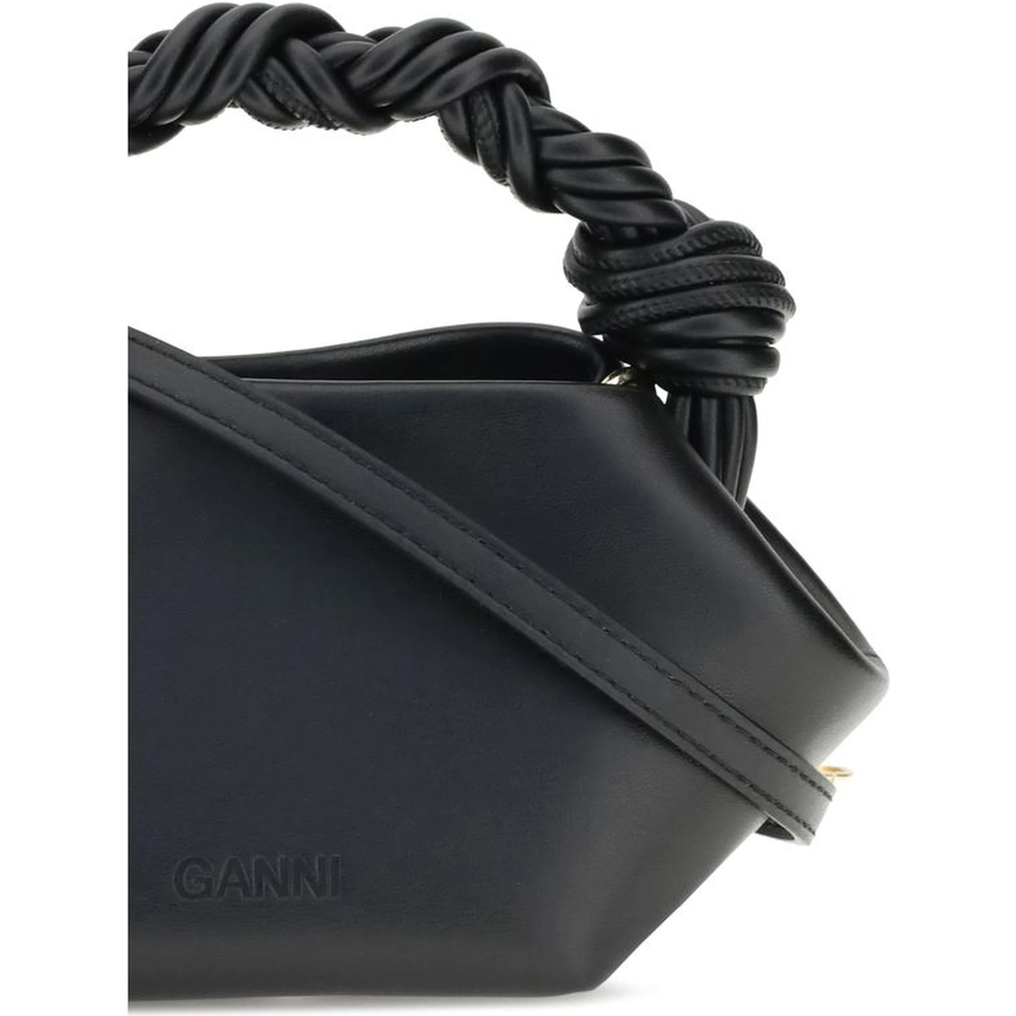 Black Recycled Leather Shoulder Bag