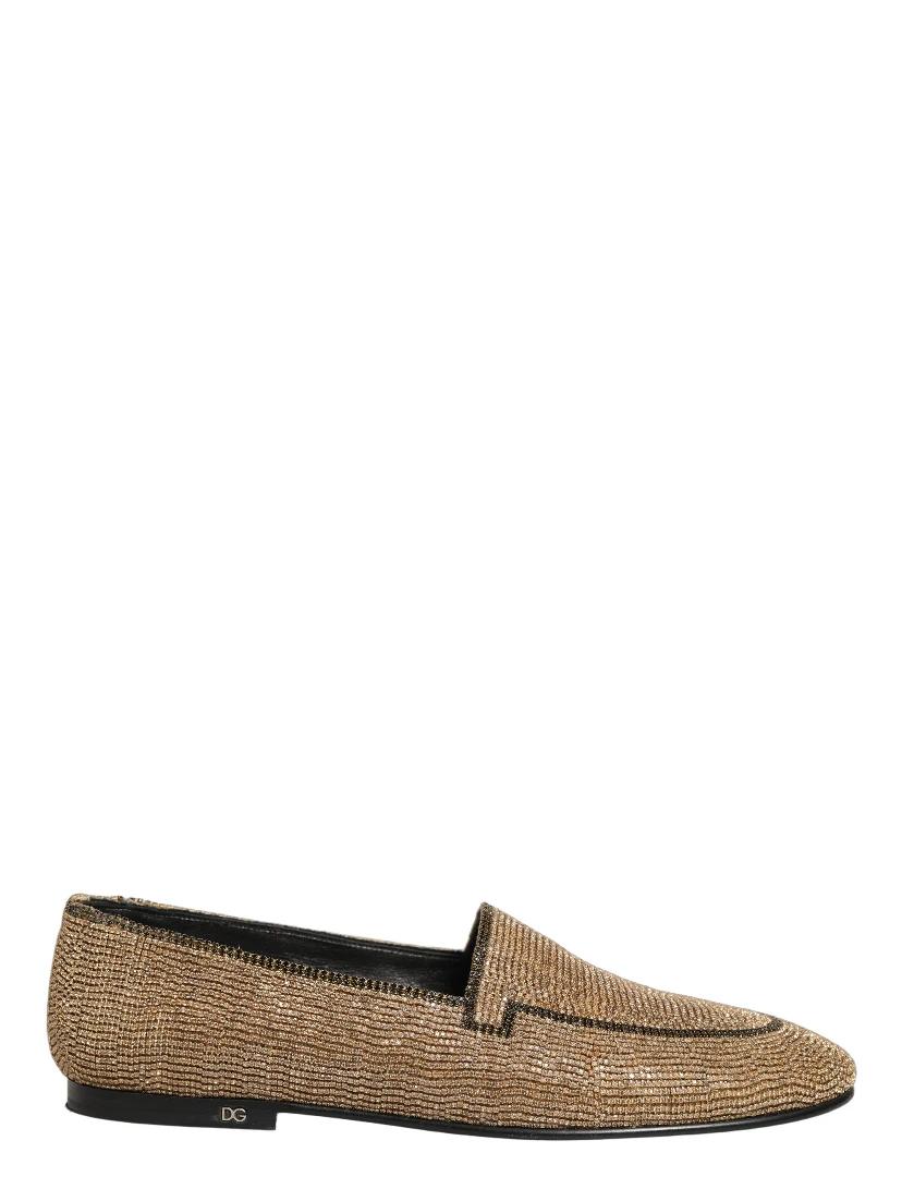Gold Crystal Embellished Men Loafers Shoes