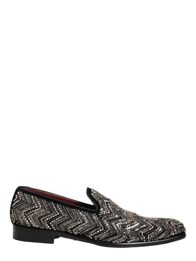 Black Velvet Floral Embellished Loafers Shoes alternative