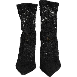 Black Socks Taormina Lace Pumps Boots Shoes