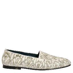 White Velvet Embroidered Dress Loafers Shoes