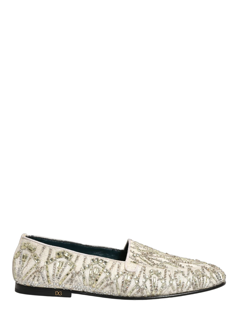 White Velvet Embroidered Dress Loafers Shoes