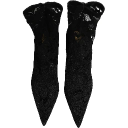 Black Socks Taormina Lace Pumps Boots Shoes