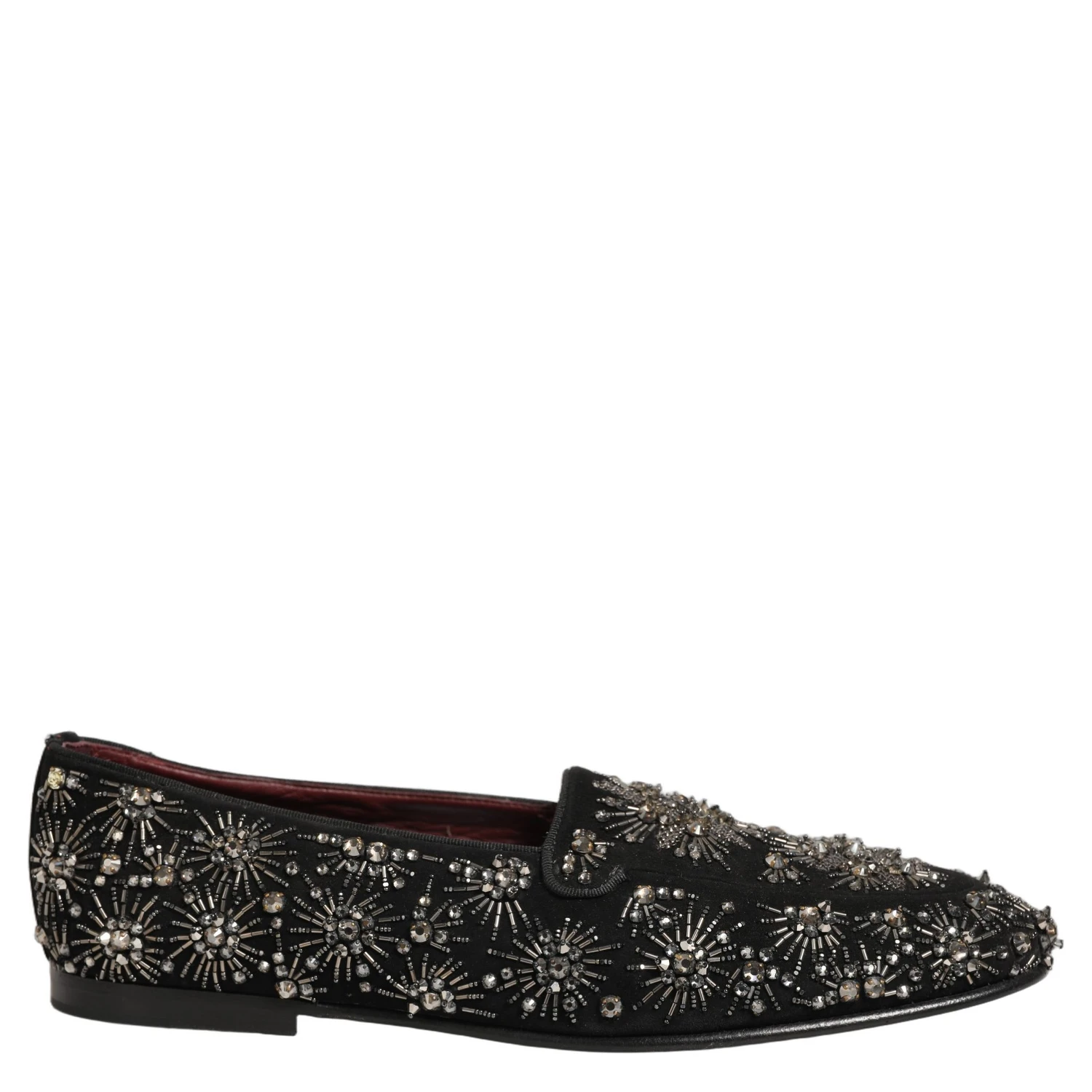 Black Crystal Embellished Dress Loafers Shoes