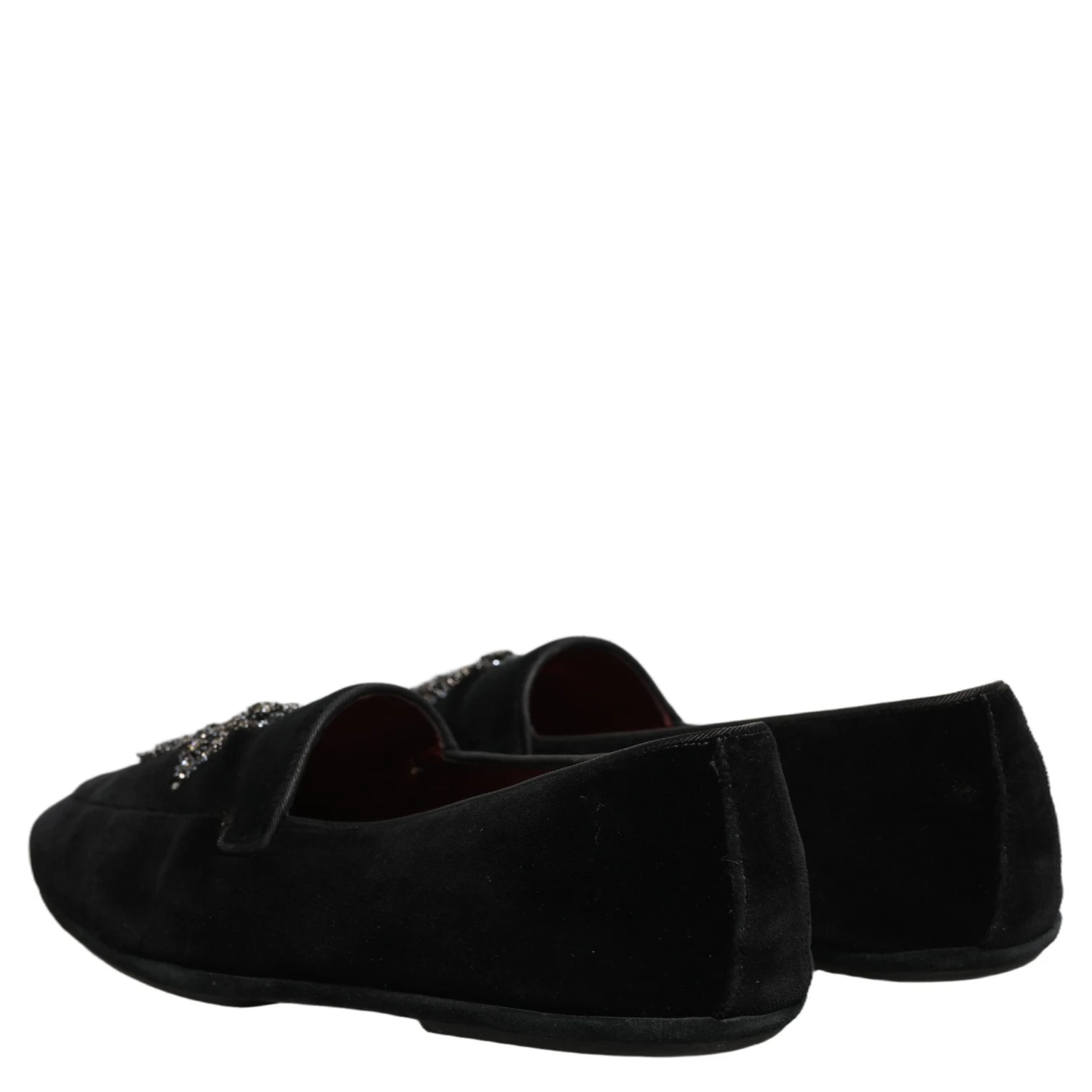 Black Suede Embellished Dress Loafers Shoes