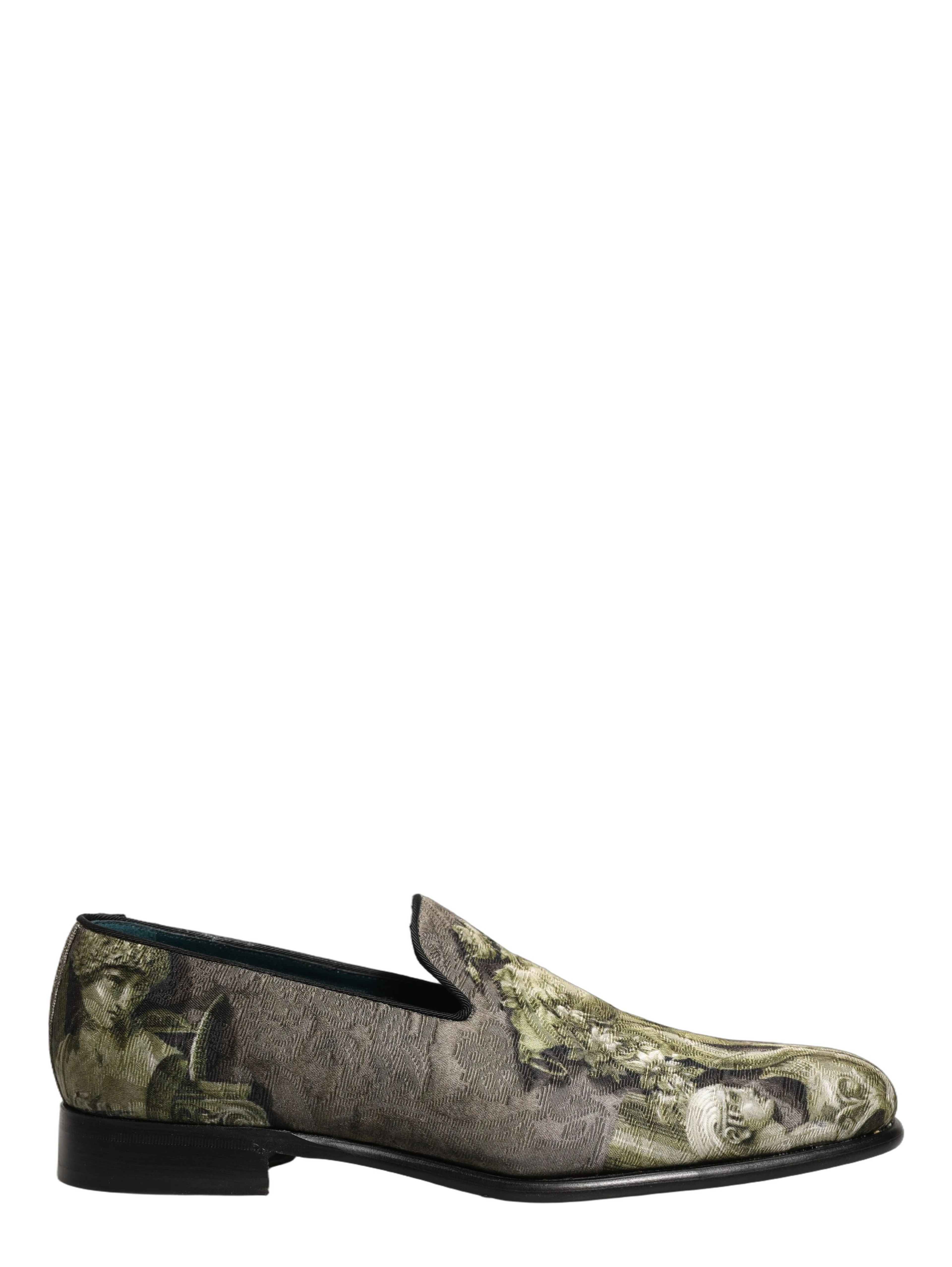 Brown Baroque Print Slip On Men Loafers Shoes