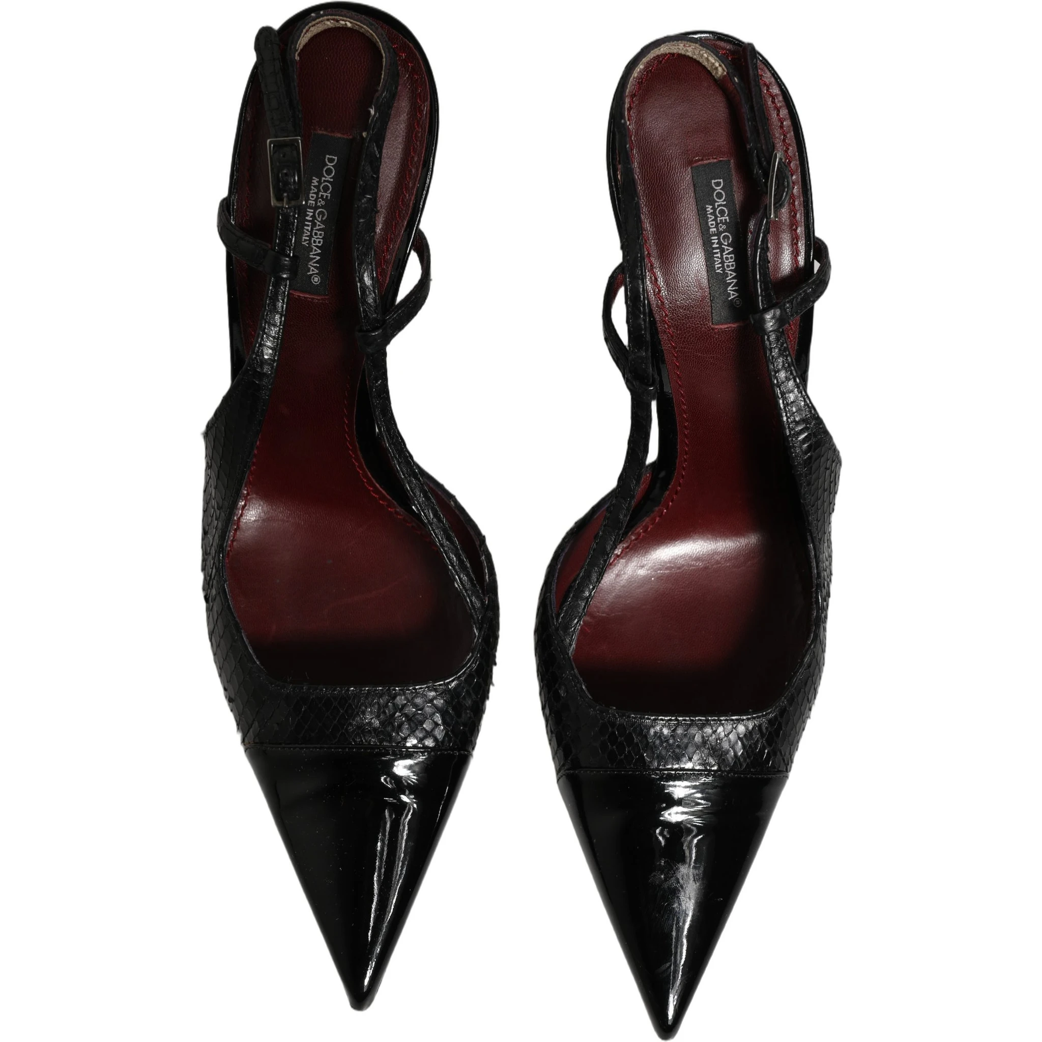 Black Exotic Patent Leather Slingback Pumps Shoes