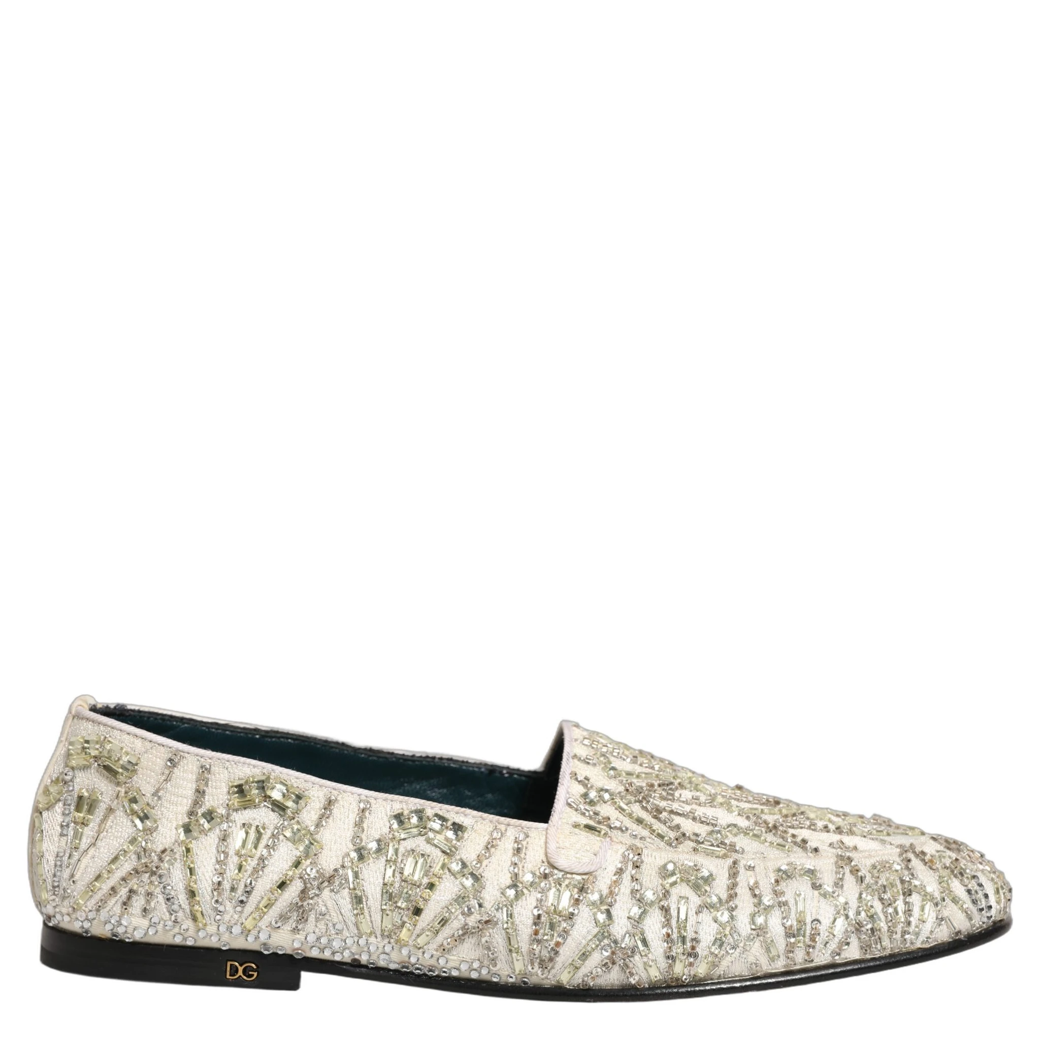 White Velvet Embroidered Dress Loafers Shoes