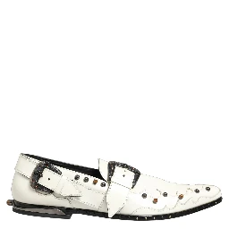 White Studded Formal Dress Monk Strap Shoes