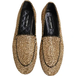 Gold Crystal Embellished Men Loafers Shoes