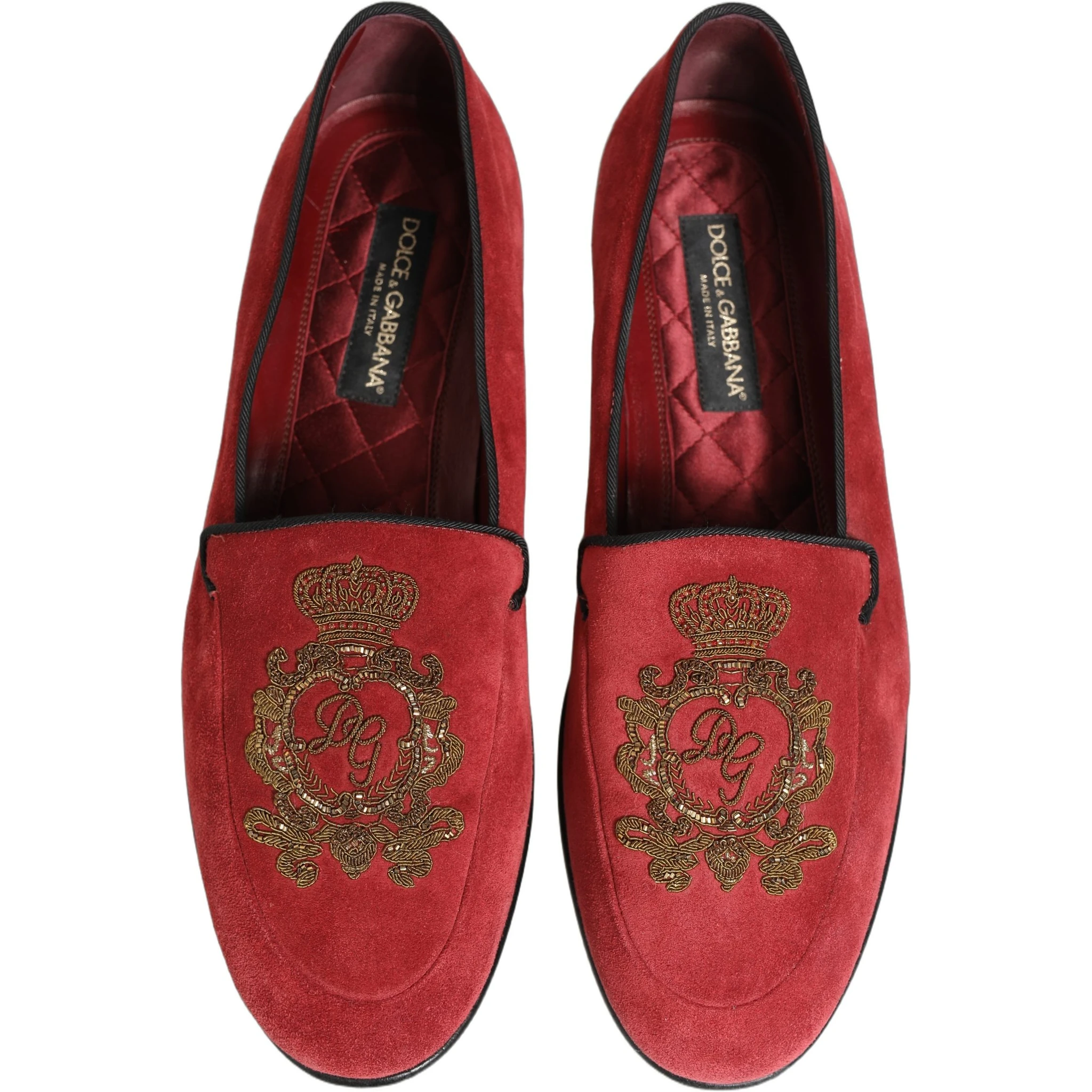 Red Velvet Logo Embroidery Men Loafers Shoes