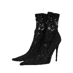 Black Socks Taormina Lace Pumps Boots Shoes