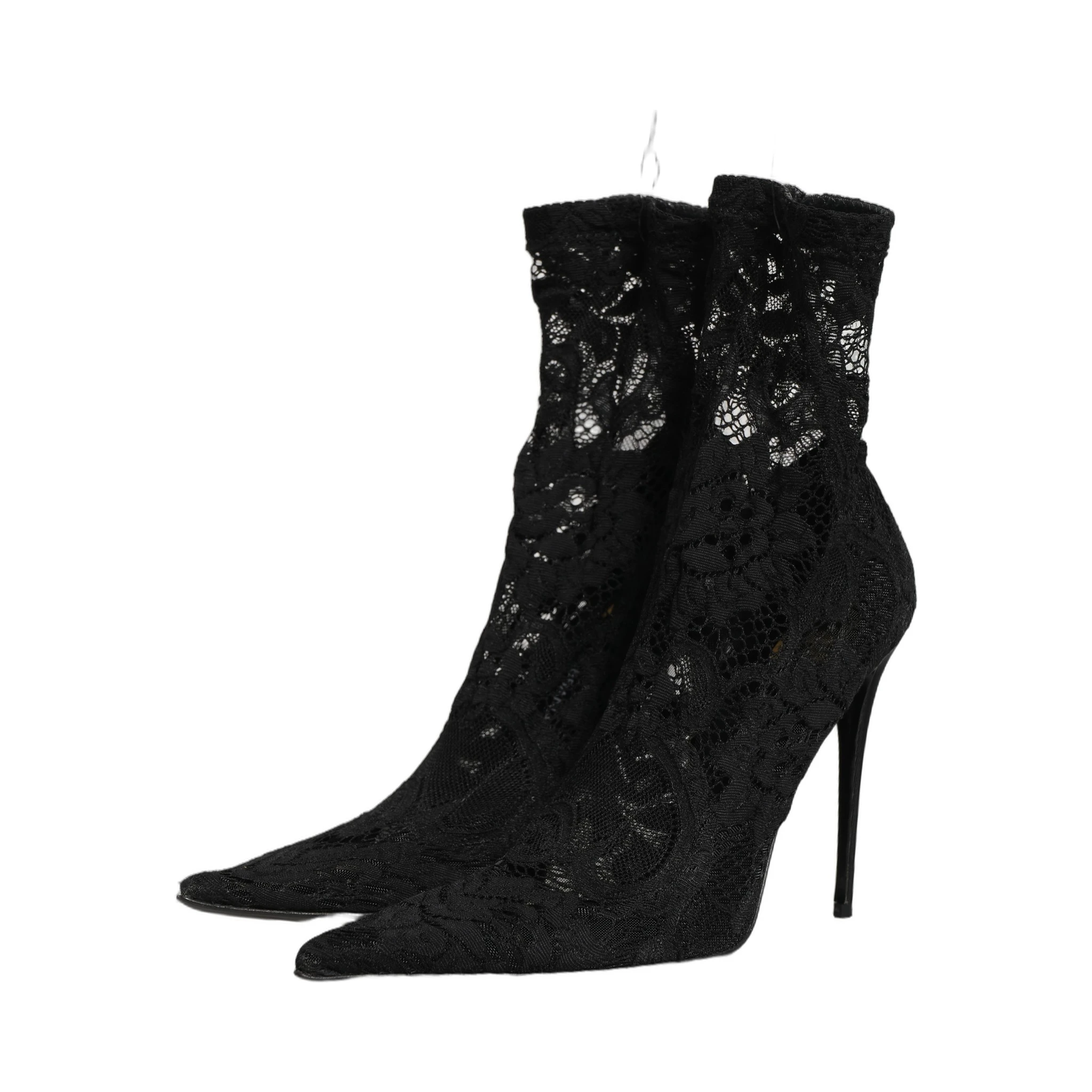 Black Socks Taormina Lace Pumps Boots Shoes